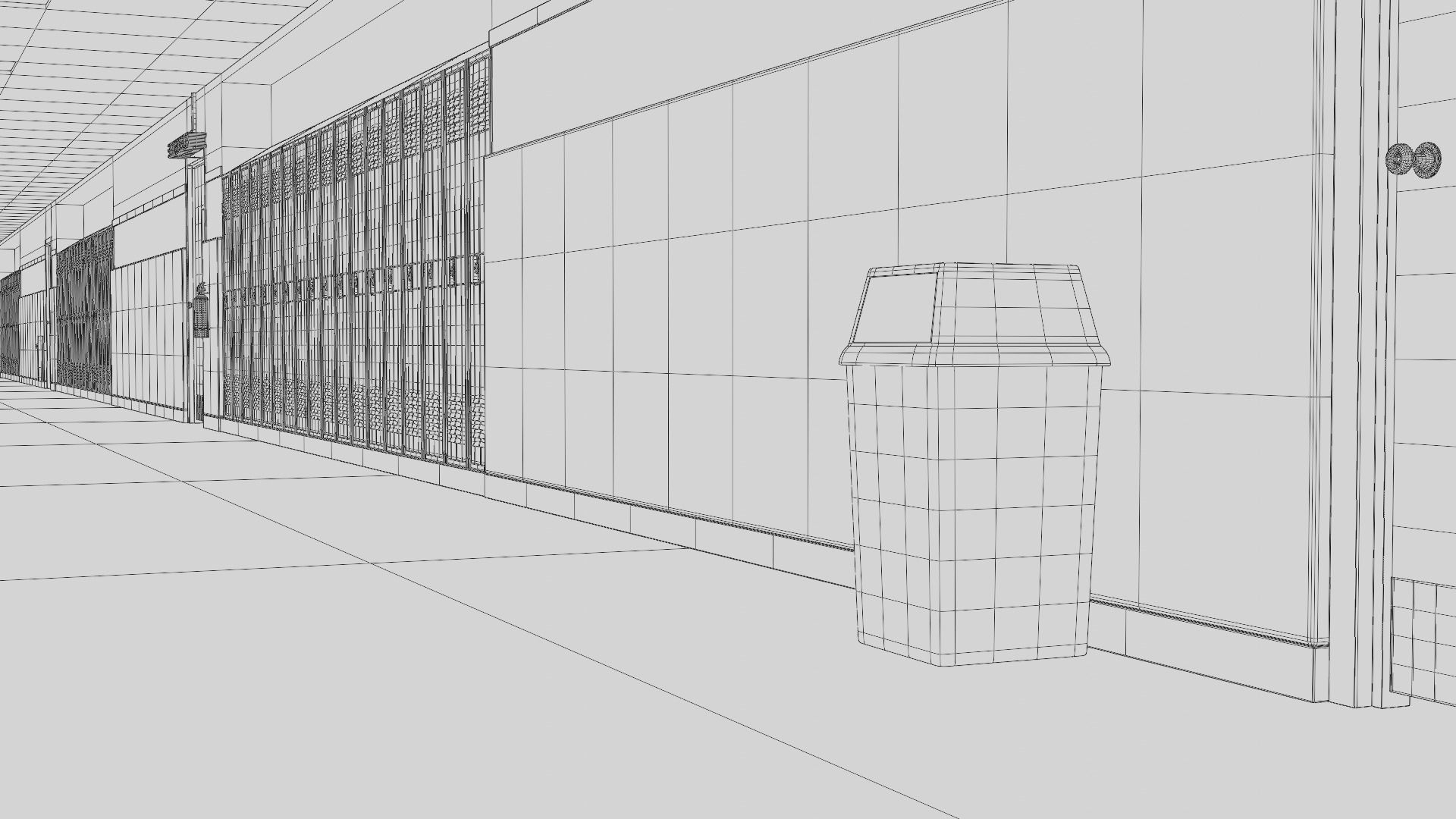 School Hallway 3d Scene 3D model_34