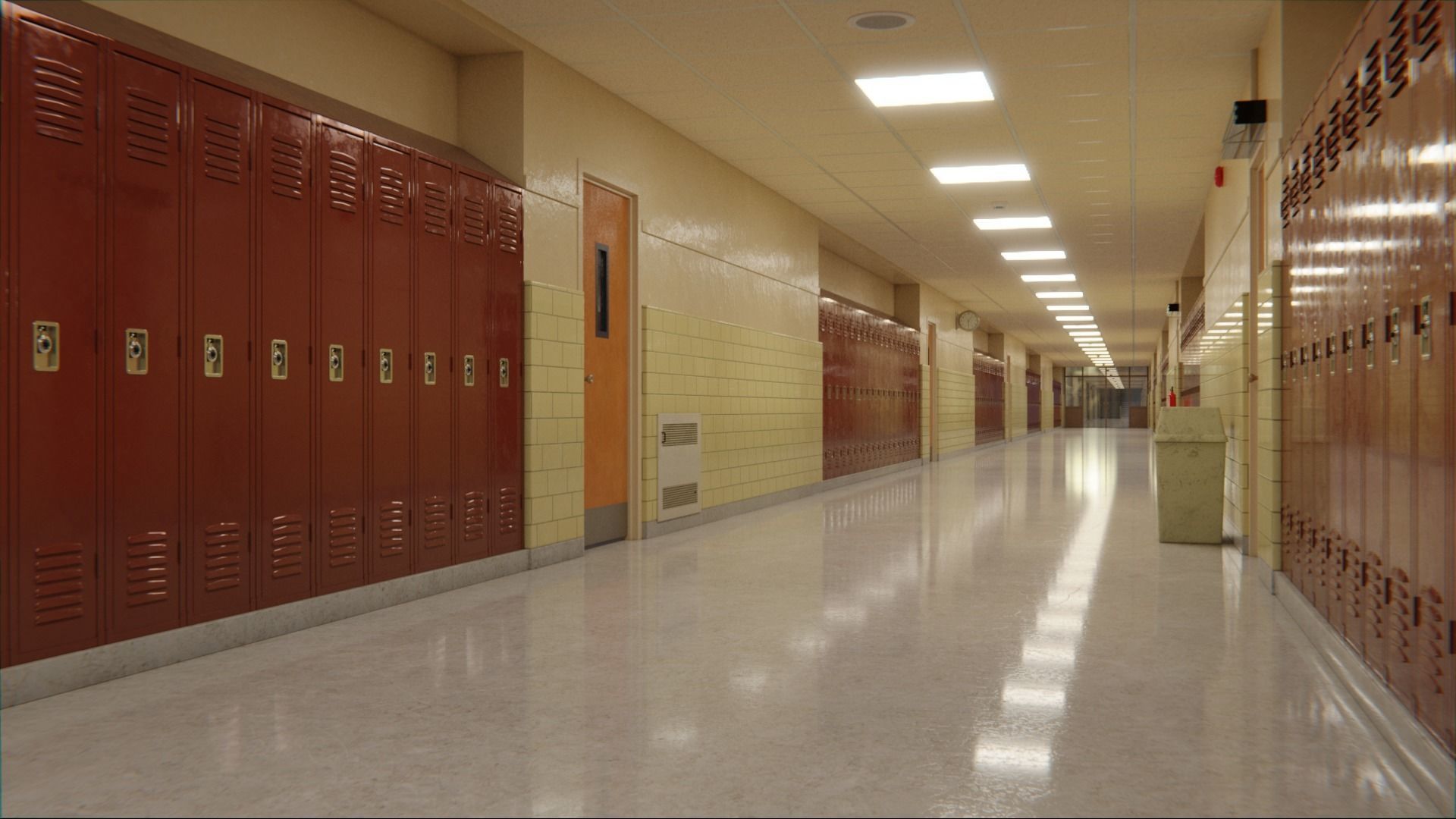 School Hallway 3d Scene 3D model_11