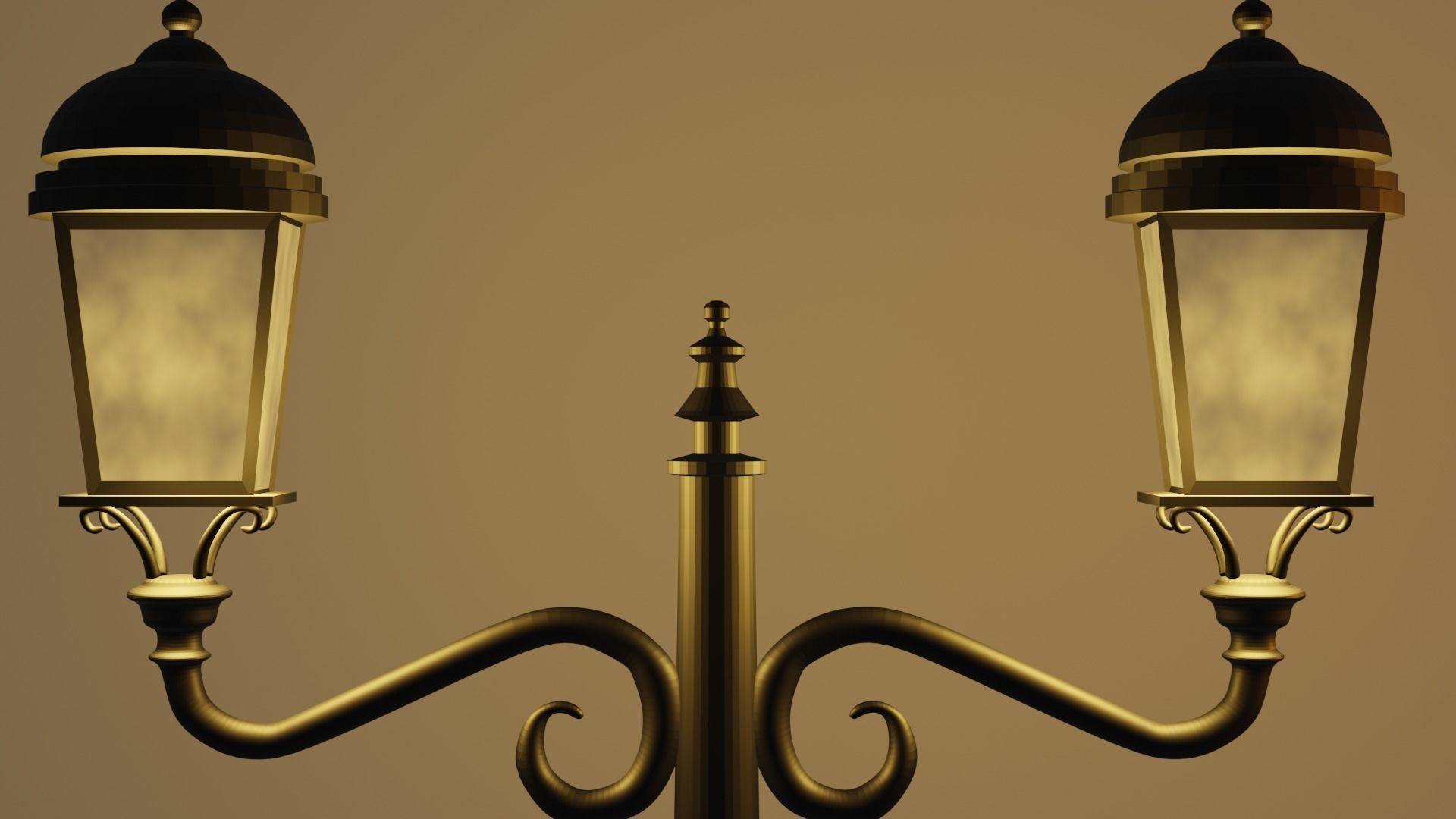  All Lantern in the park with light PBR Game-ready Low-poly 3D model_2