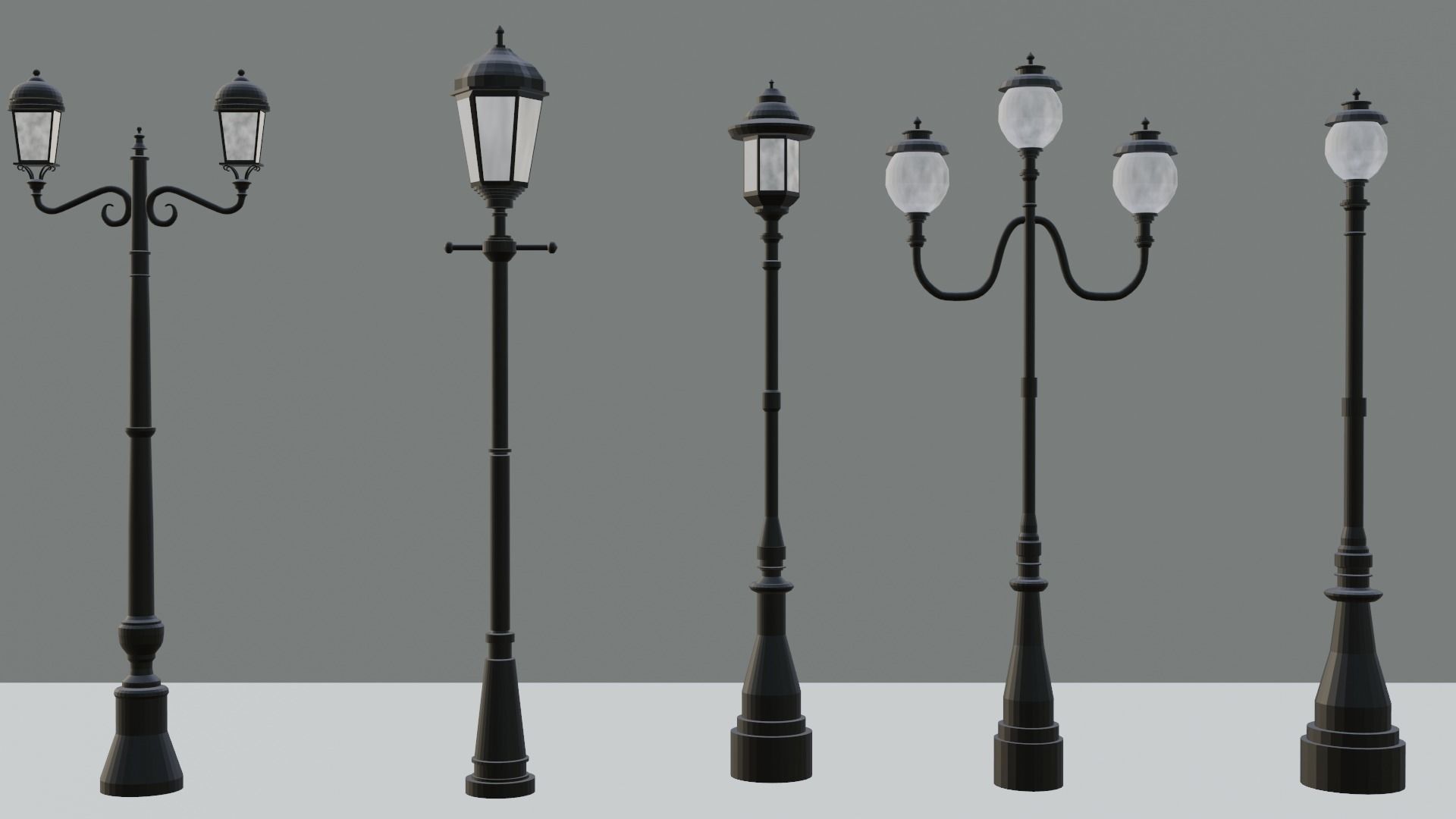  All Lantern in the park with light PBR Game-ready Low-poly 3D model_6