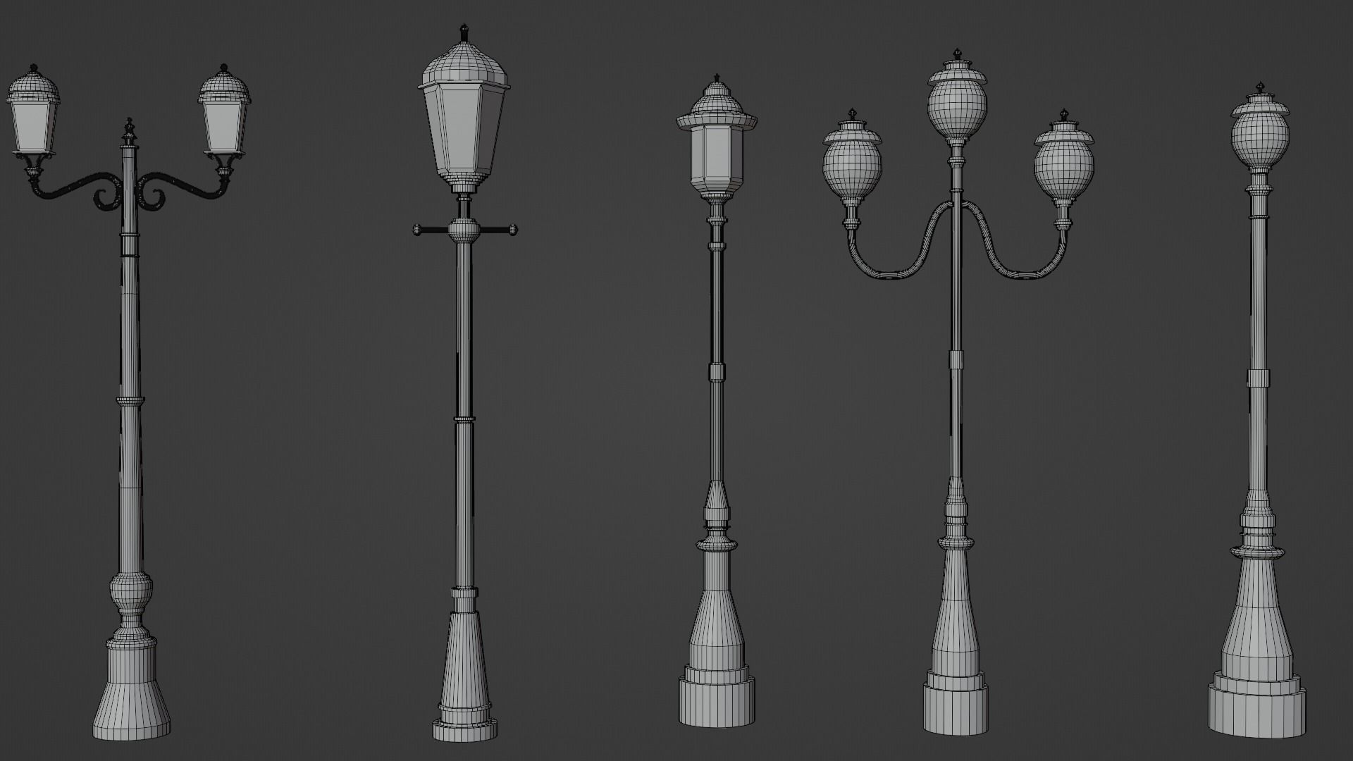  All Lantern in the park with light PBR Game-ready Low-poly 3D model_15