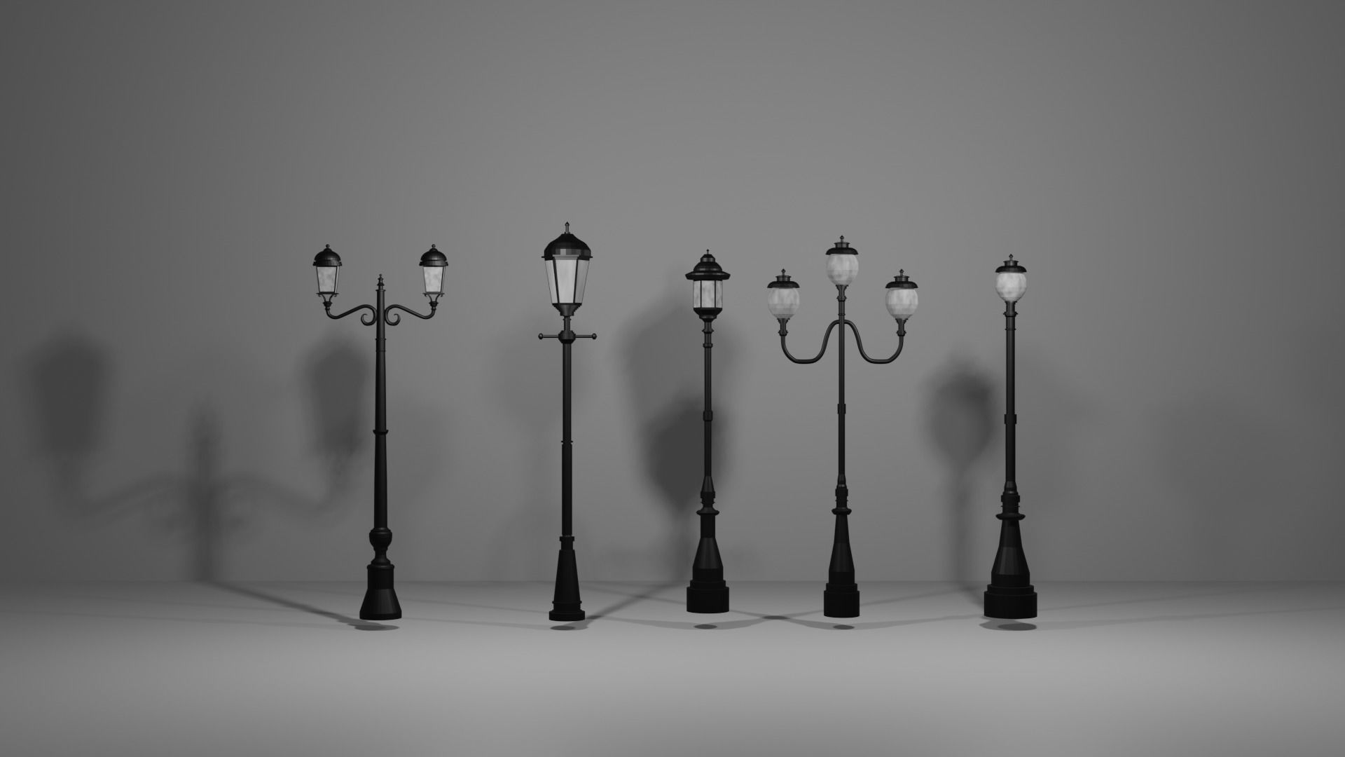  All Lantern in the park with light PBR Game-ready Low-poly 3D model_8