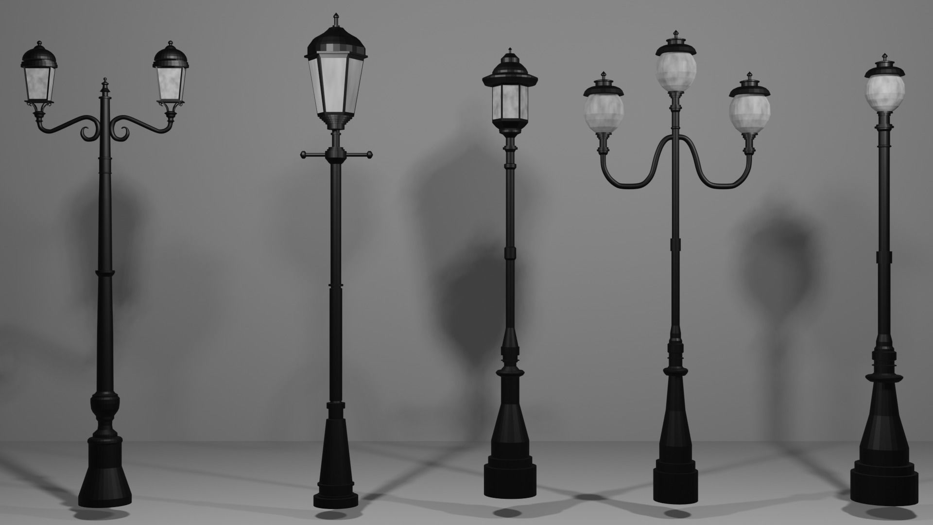  All Lantern in the park with light PBR Game-ready Low-poly 3D model_9