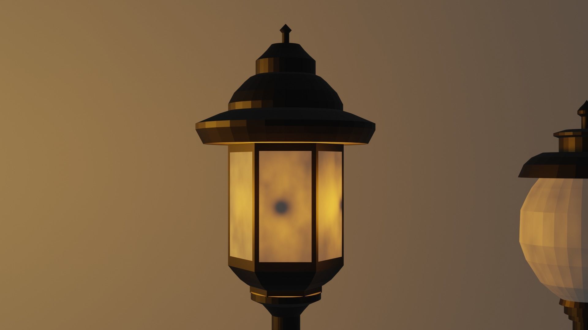  All Lantern in the park with light PBR Game-ready Low-poly 3D model_4