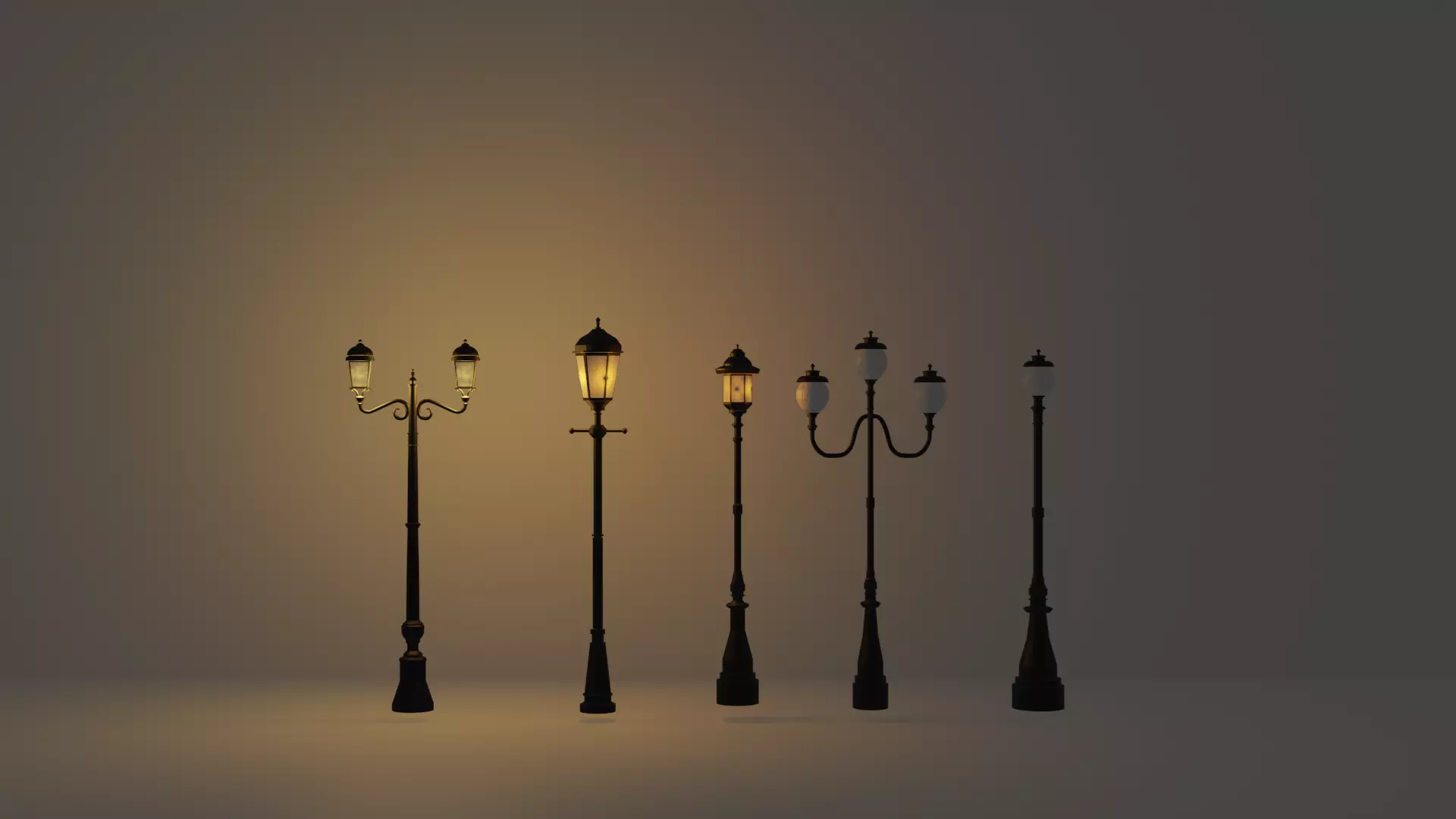  All Lantern in the park with light PBR Game-ready Low-poly 3D model_0