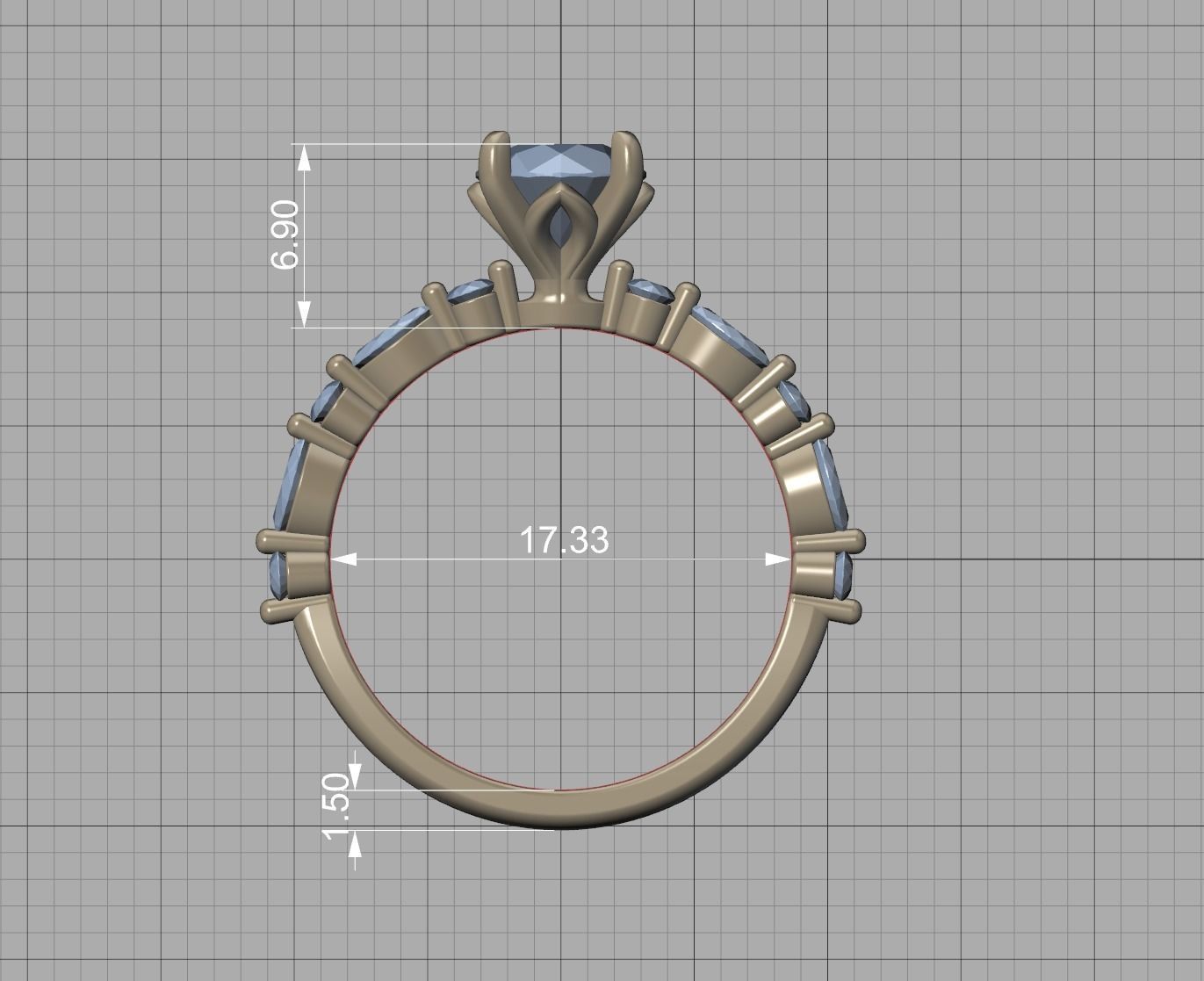 Sophia Engagement Ring 1ct Diamond Ring 3dmodel 3D print model_13