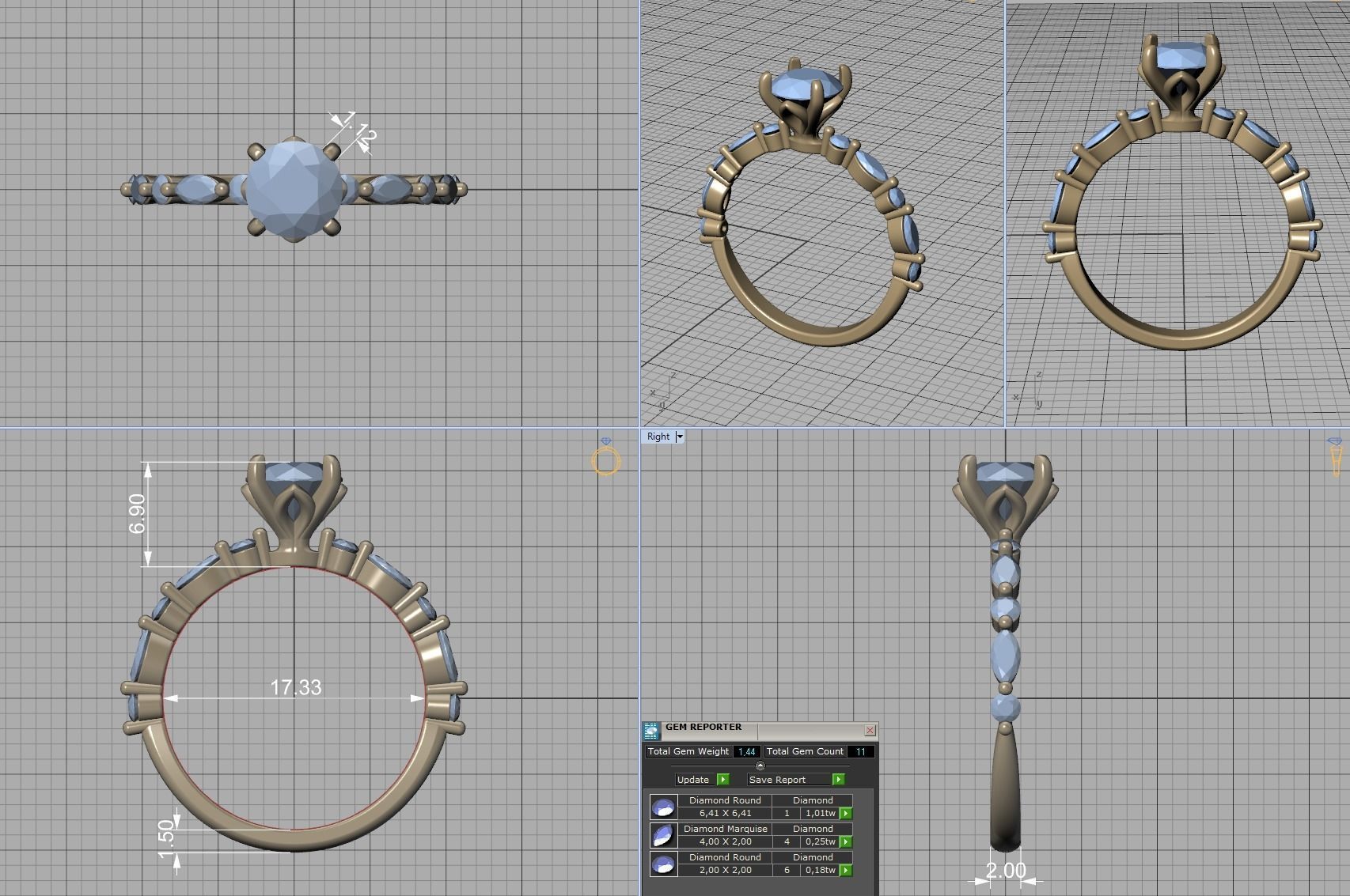 Sophia Engagement Ring 1ct Diamond Ring 3dmodel 3D print model_11