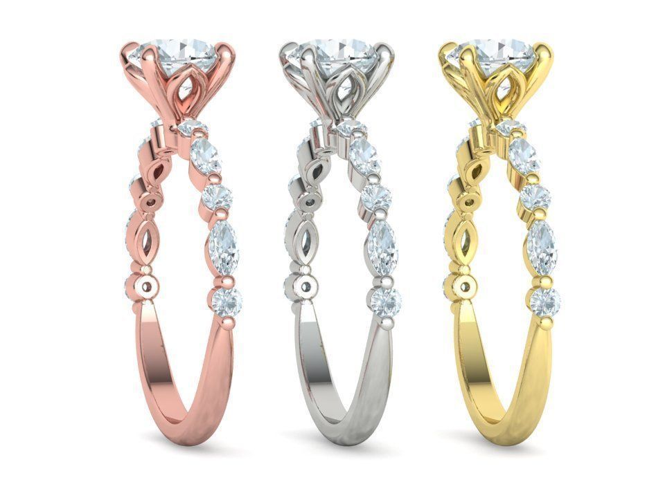 Sophia Engagement Ring 1ct Diamond Ring 3dmodel 3D print model_2