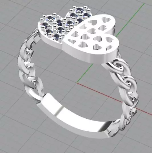 heart twins ring  3D print model_0