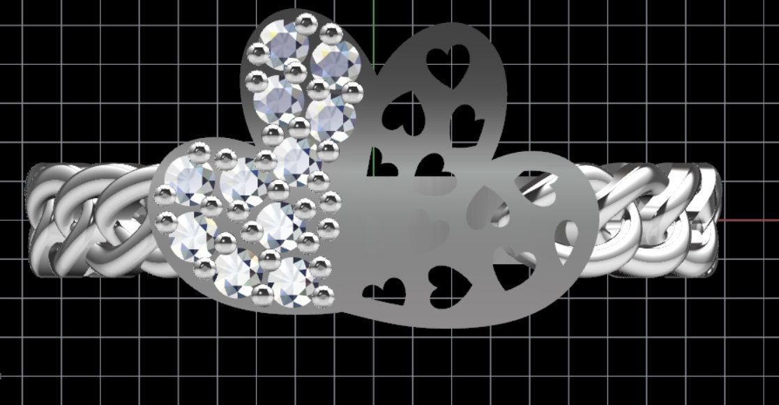 heart twins ring  3D print model_1