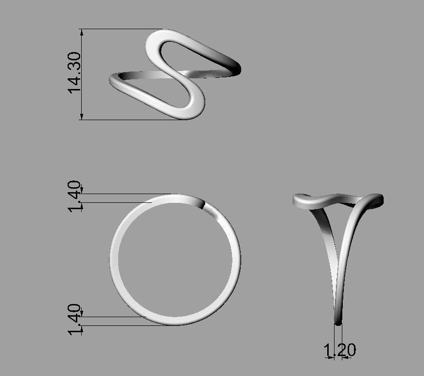 Wave Ring 3D print model_3