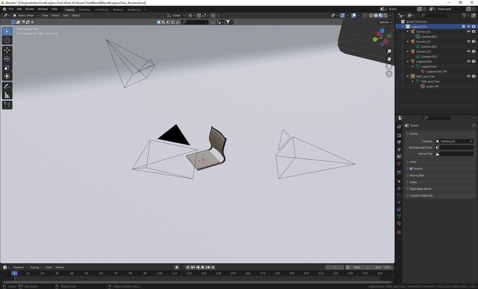 Legless Chair 3D model_11