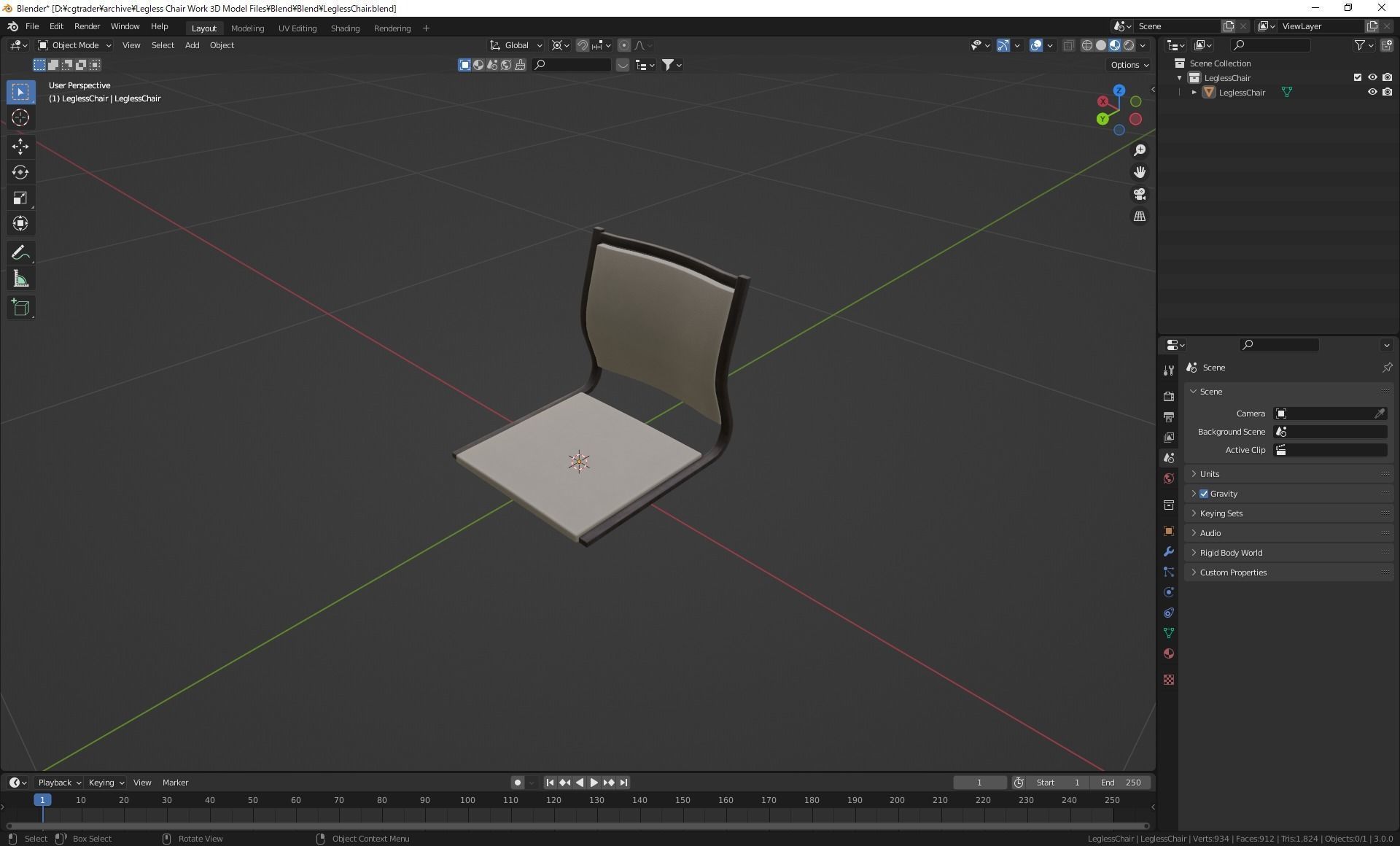 Legless Chair 3D model_10