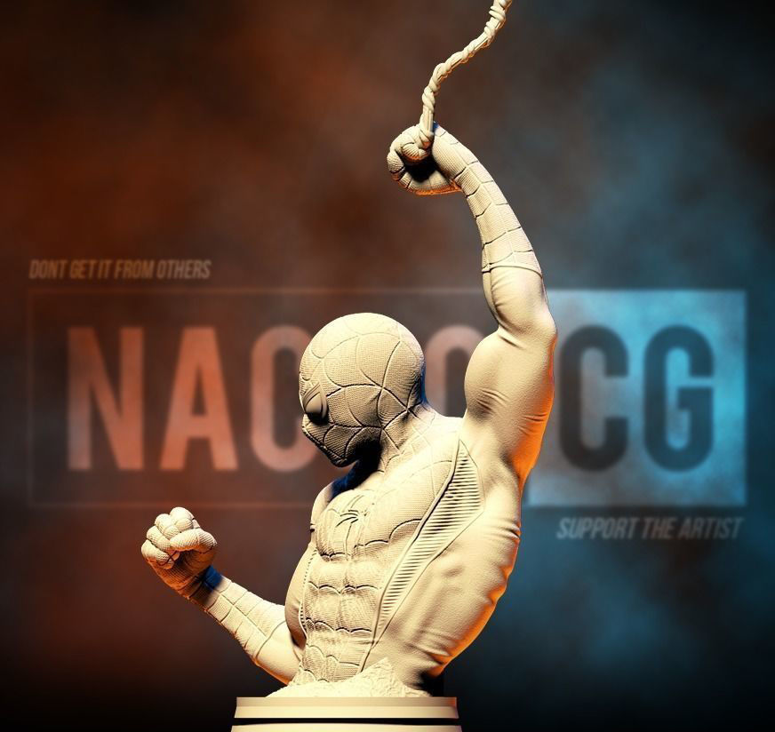 Fan Art Classic Spiderman Bust 3D print model_4