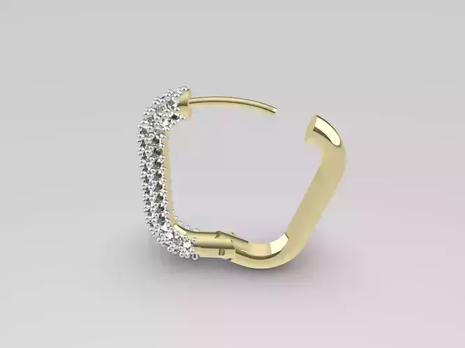 Earrings square diamond hoop earring