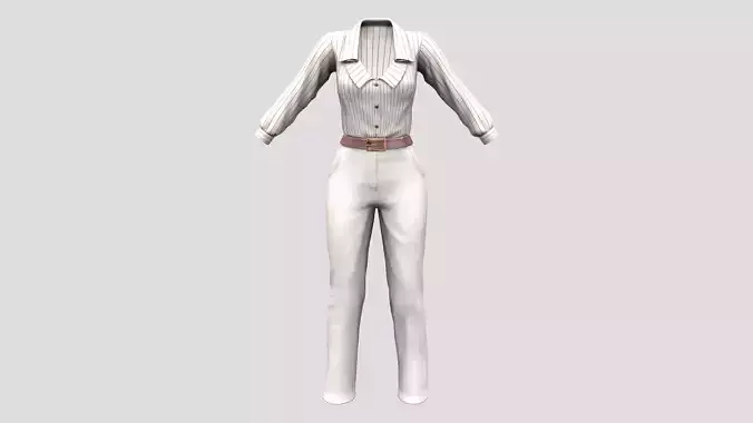 Beige Pants Striped Shirt Formal Outfit