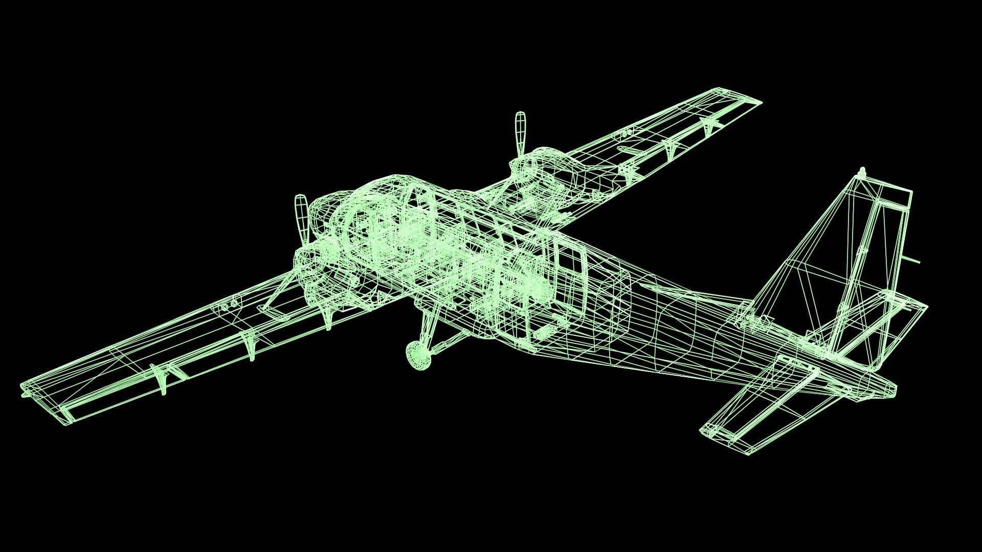 Plane airplane flying Low-poly 3D model_46