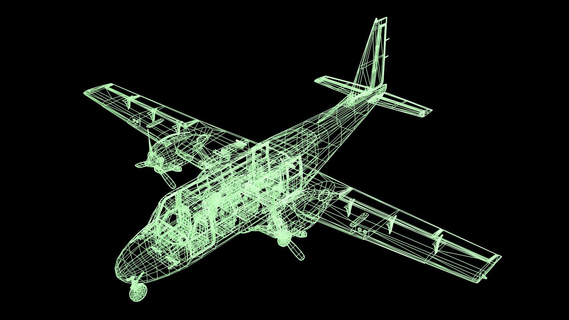 Plane airplane flying Low-poly 3D model_40