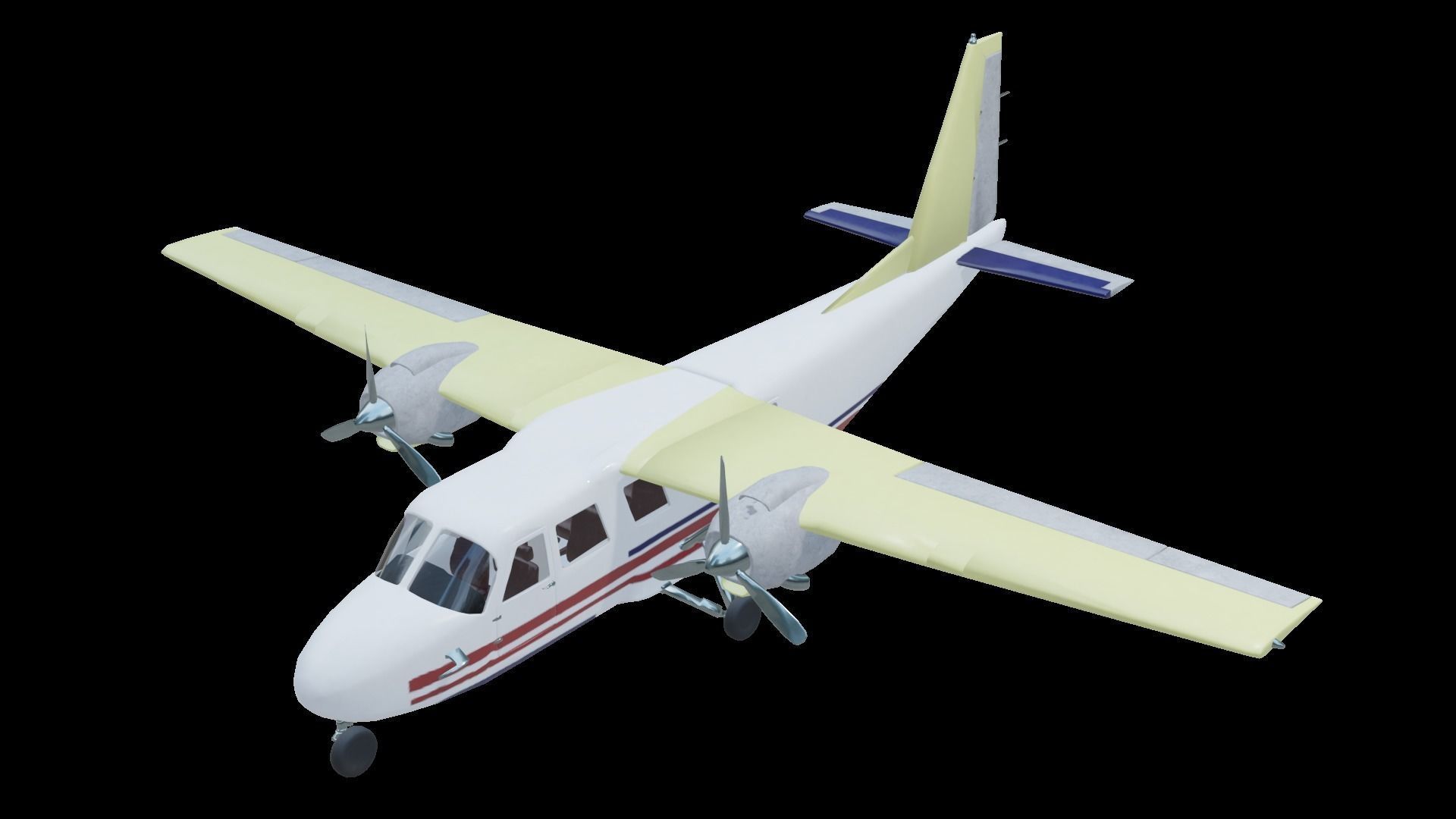 Plane airplane flying Low-poly 3D model_1
