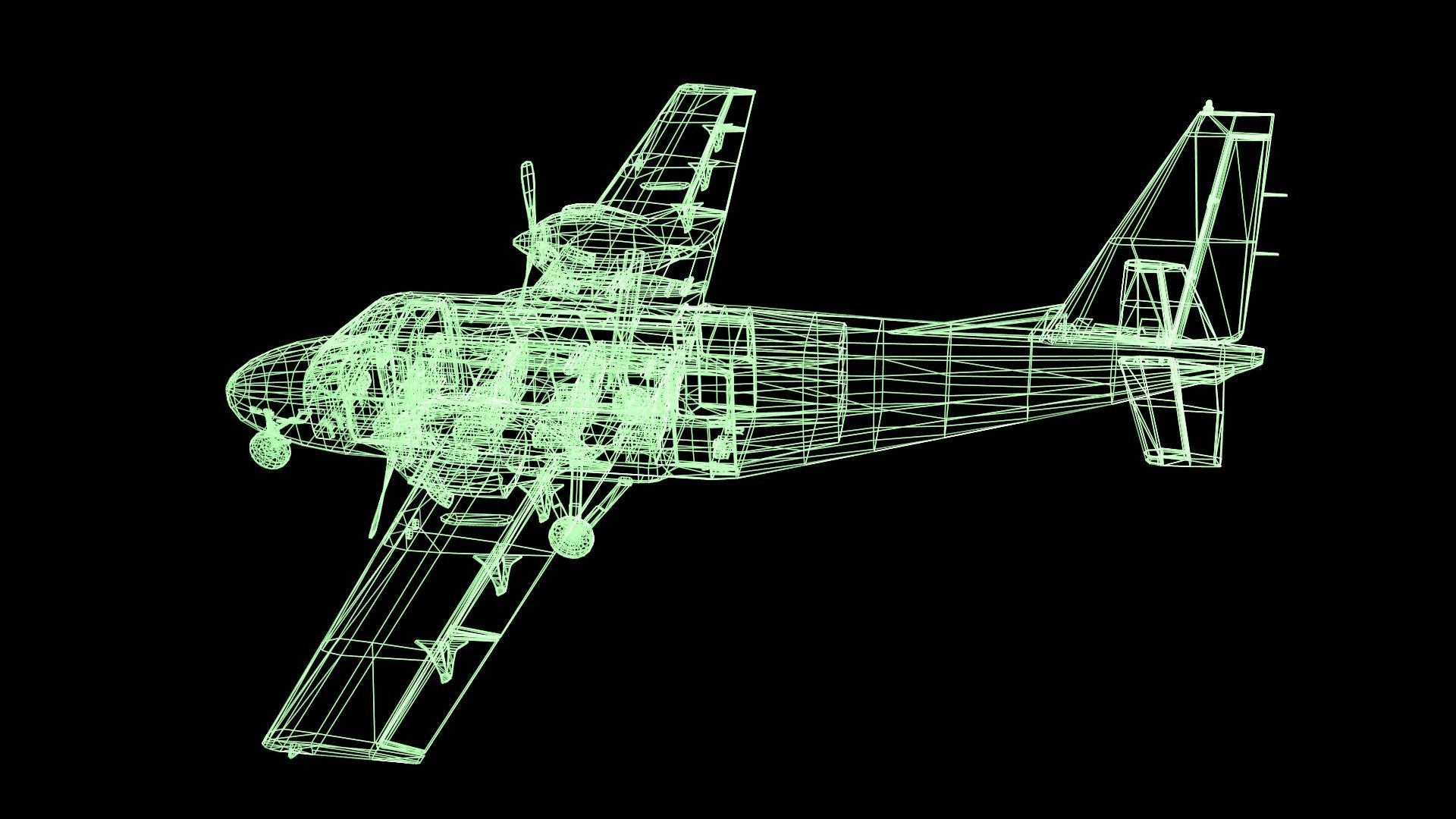 Plane airplane flying Low-poly 3D model_44