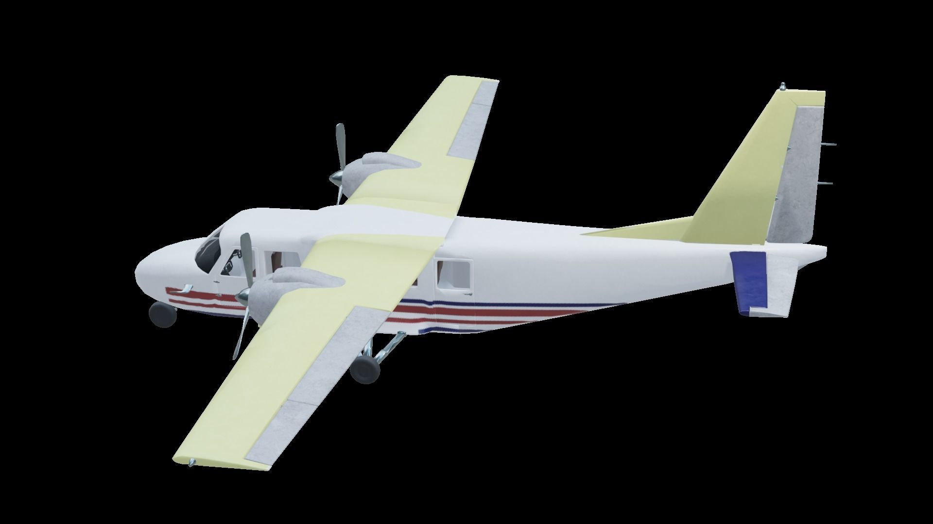 Plane airplane flying Low-poly 3D model_11