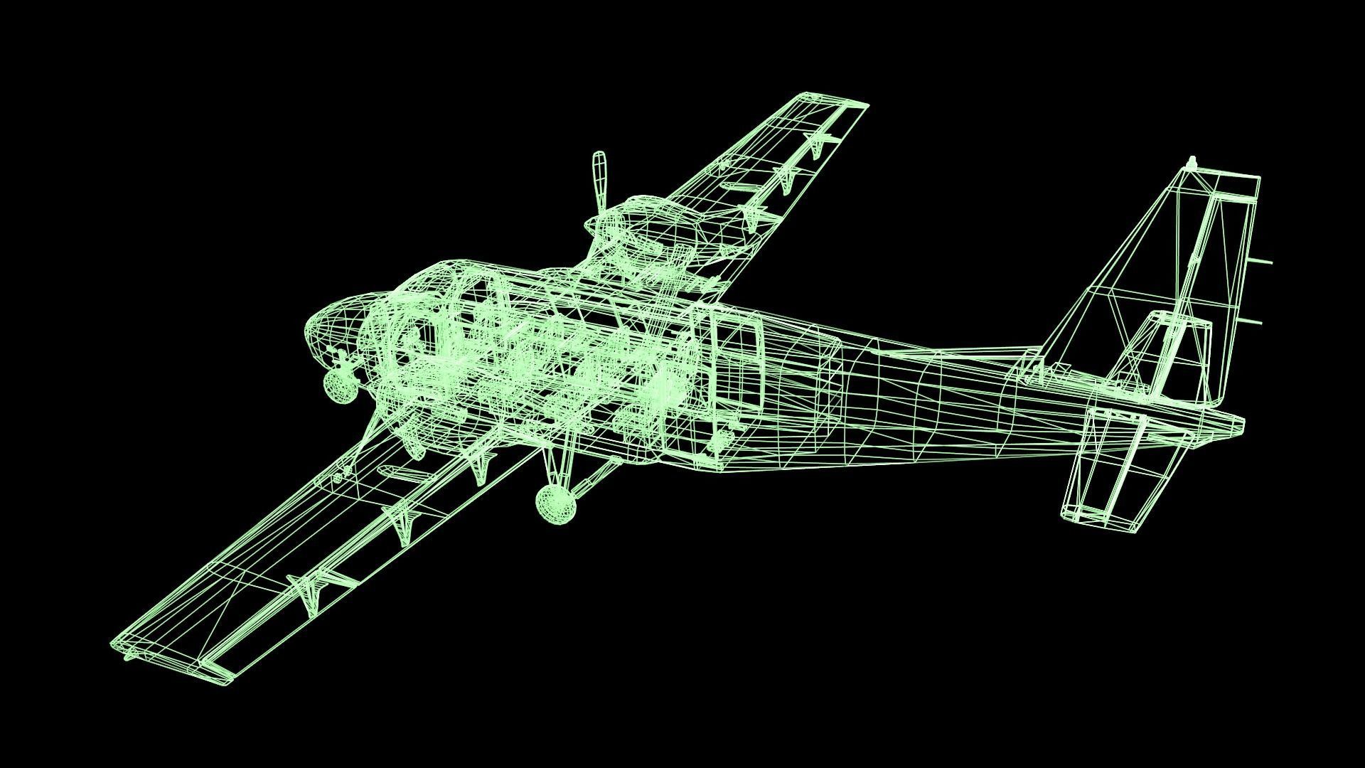 Plane airplane flying Low-poly 3D model_45