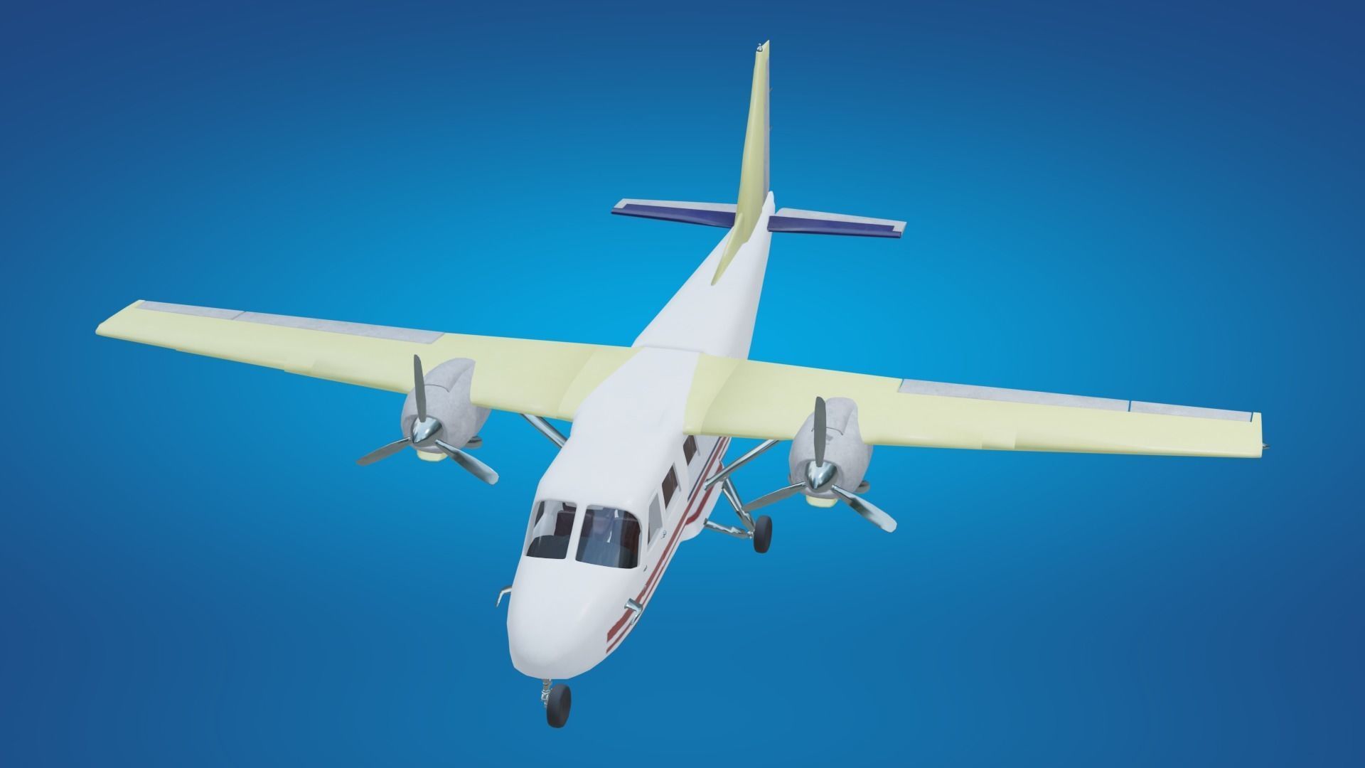 Plane airplane flying Low-poly 3D model_2