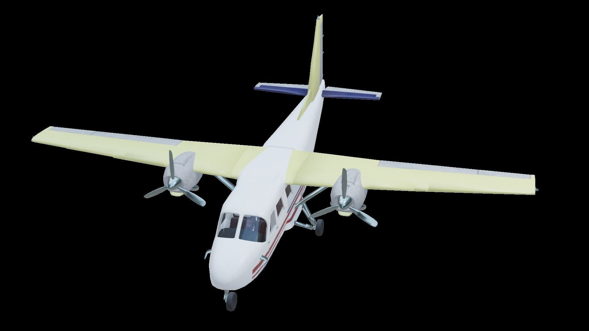 Plane airplane flying Low-poly 3D model_3