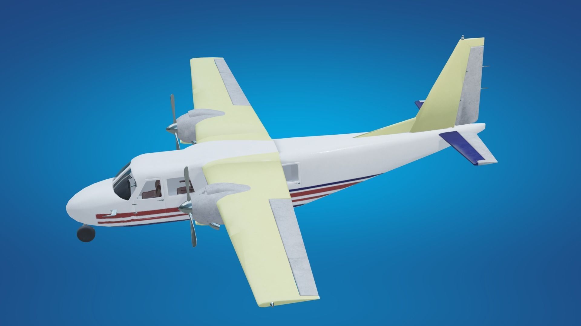 Plane airplane flying Low-poly 3D model_8