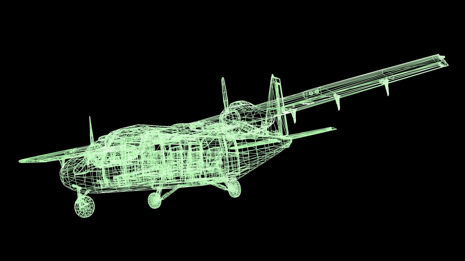 Plane airplane flying Low-poly 3D model_56