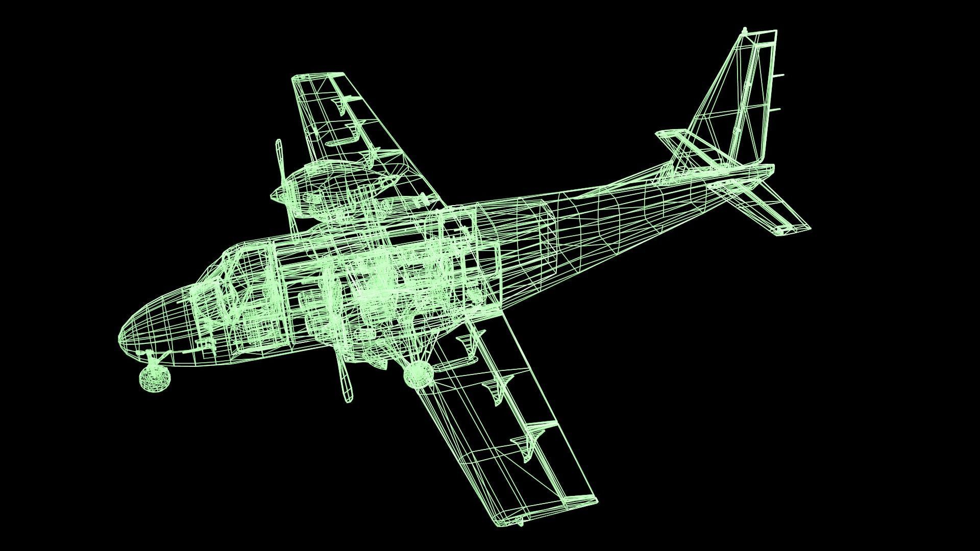 Plane airplane flying Low-poly 3D model_42
