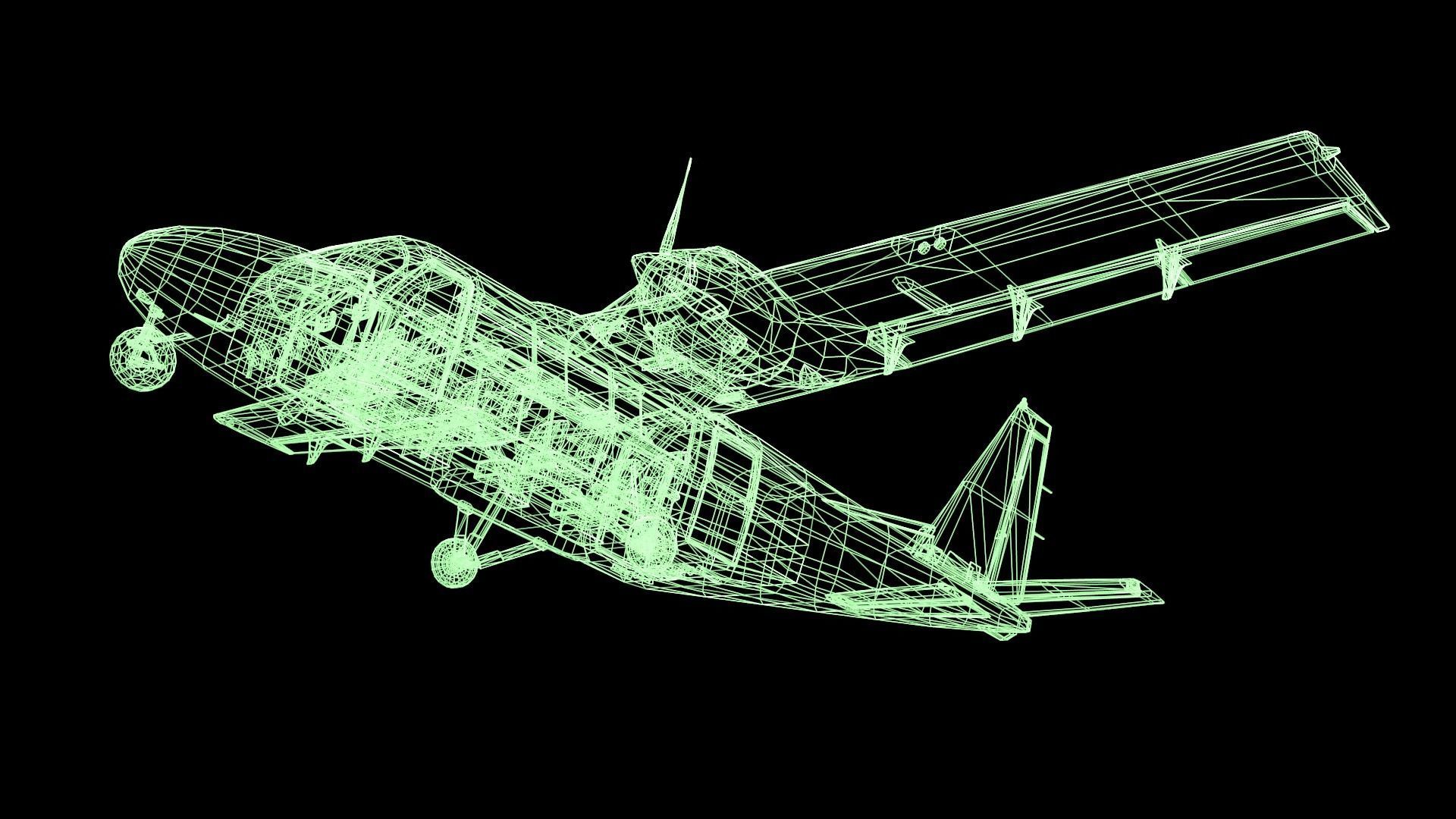 Plane airplane flying Low-poly 3D model_57