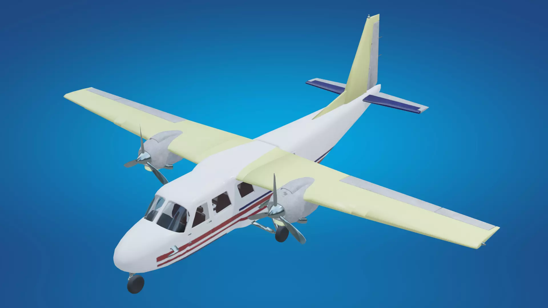 Plane airplane flying Low-poly 3D model_0