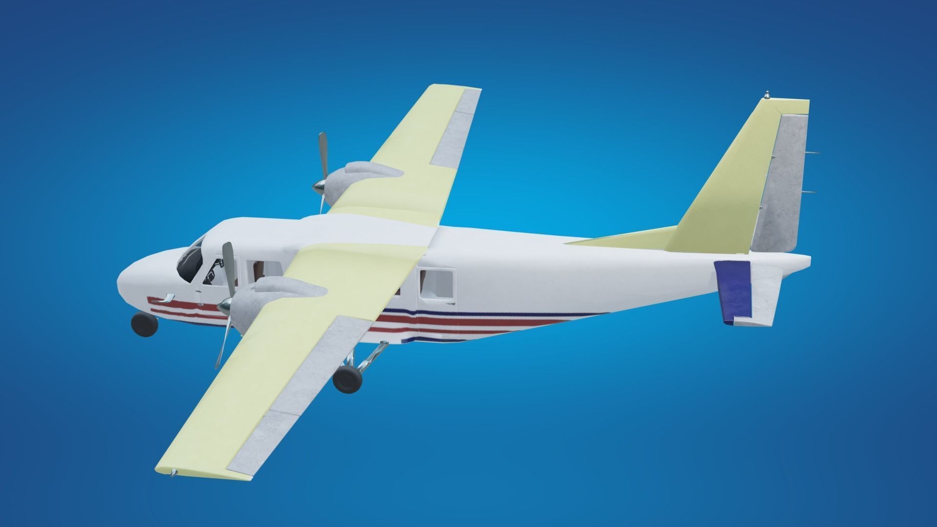 Plane airplane flying Low-poly 3D model_10