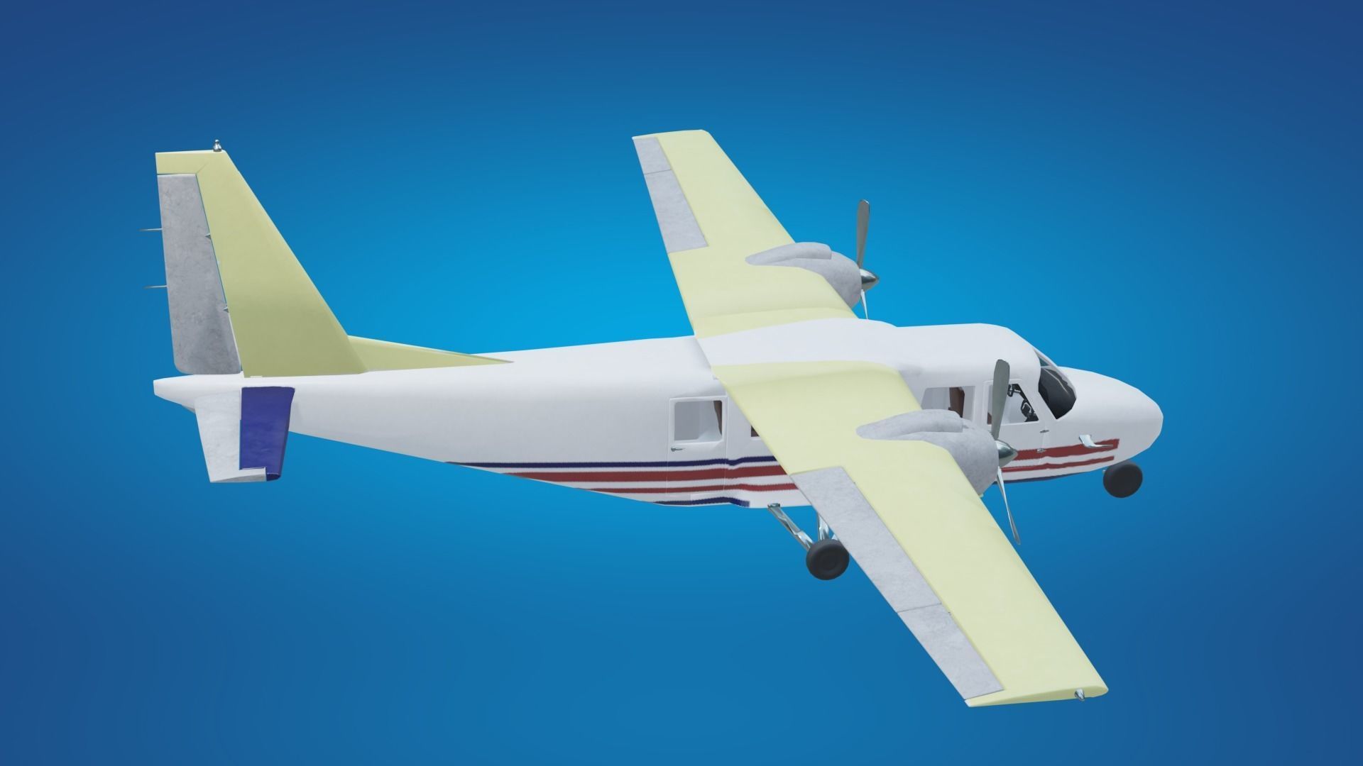 Plane airplane flying Low-poly 3D model_32