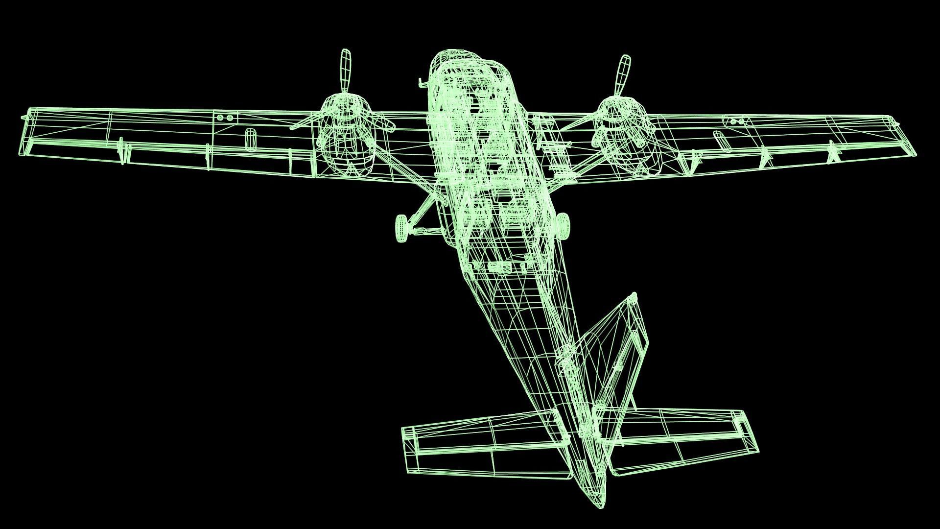 Plane airplane flying Low-poly 3D model_48
