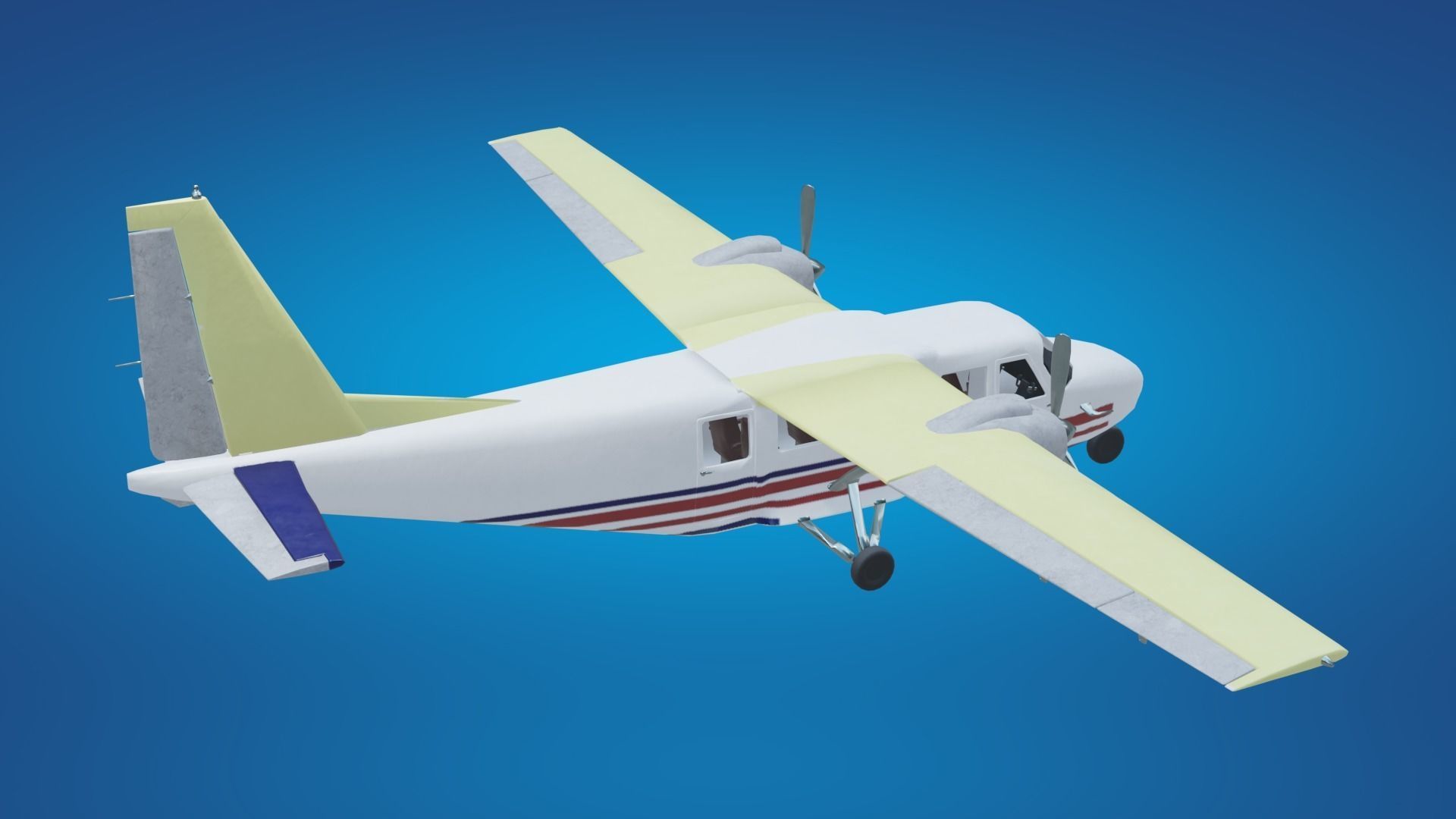 Plane airplane flying Low-poly 3D model_34