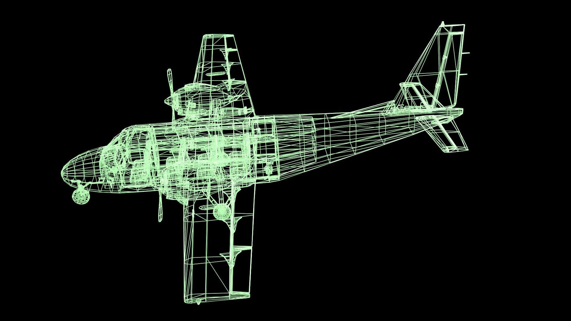 Plane airplane flying Low-poly 3D model_43