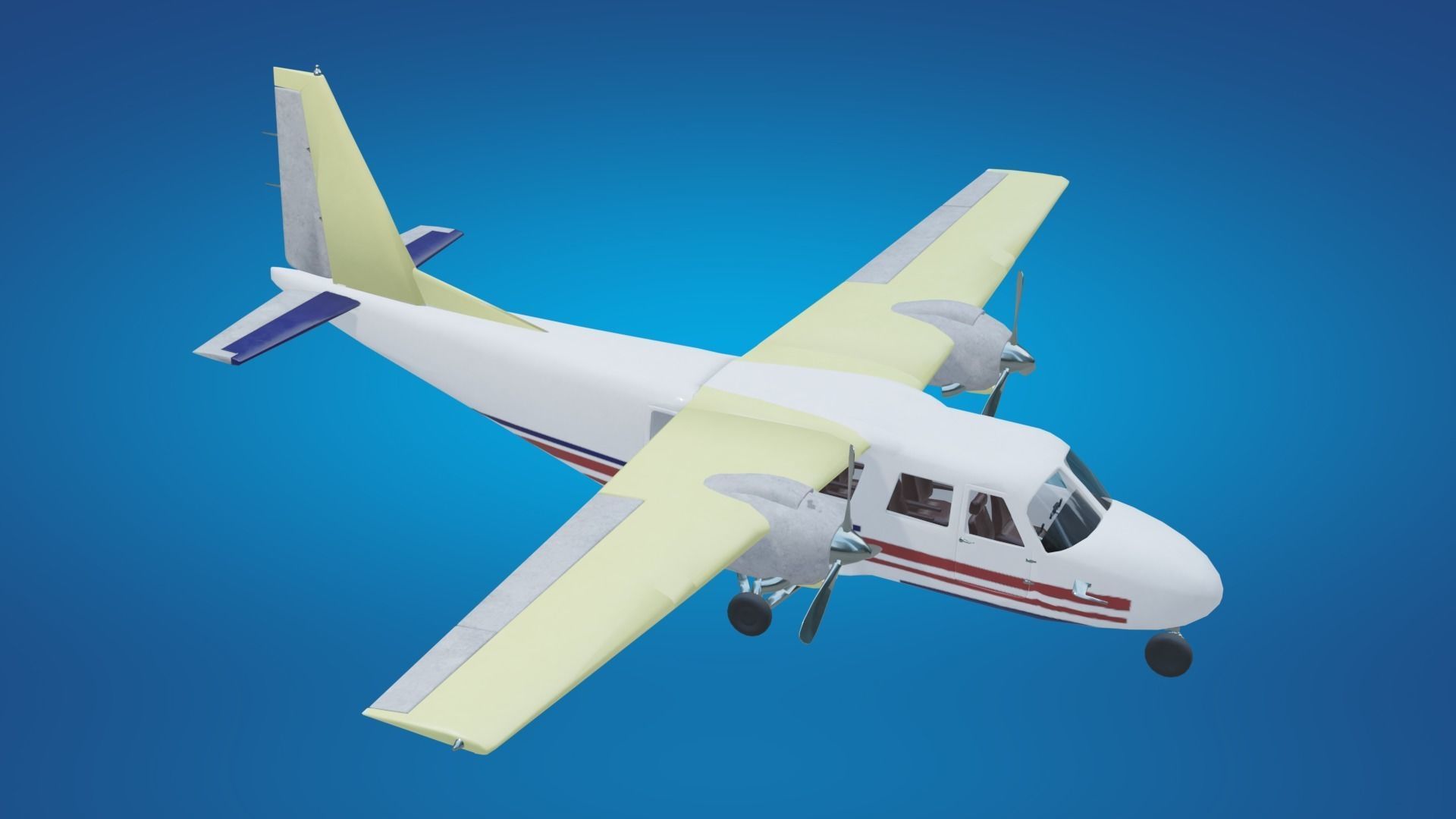 Plane airplane flying Low-poly 3D model_28