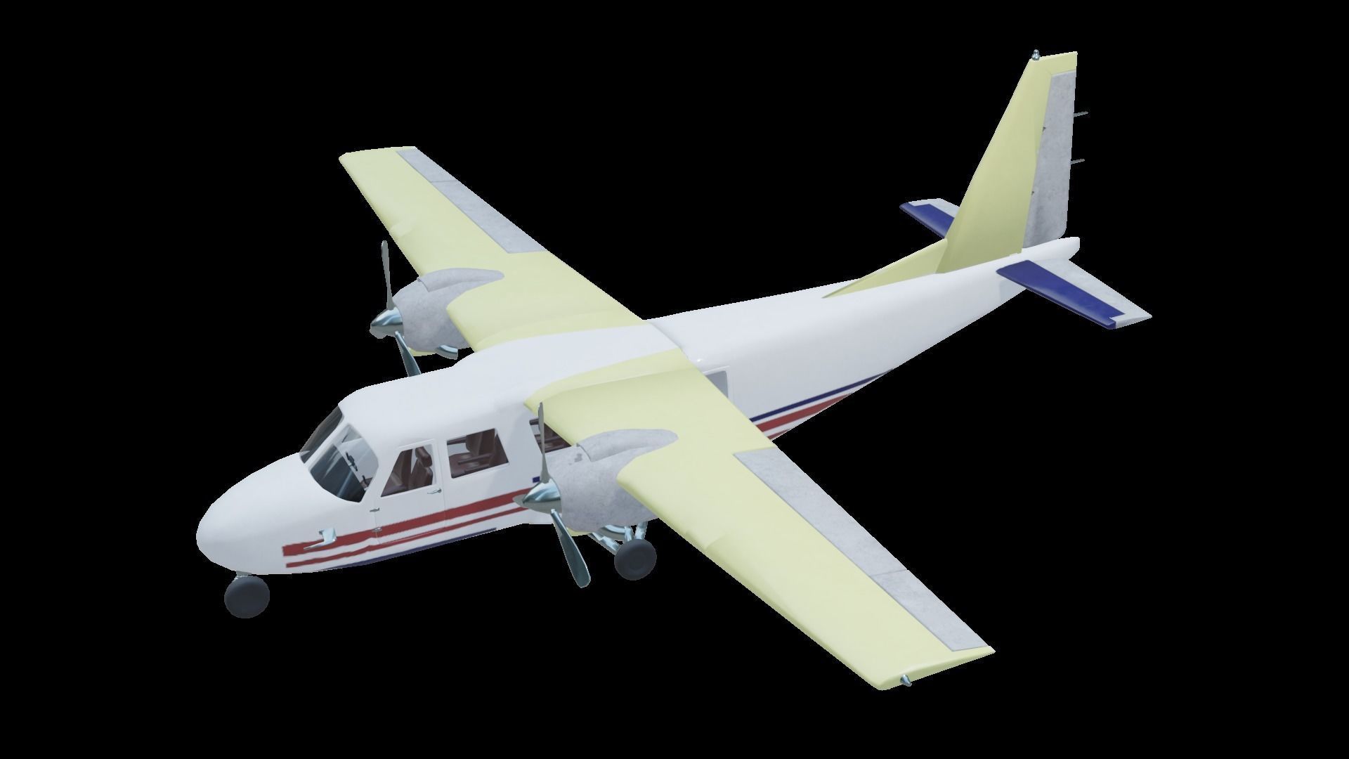 Plane airplane flying Low-poly 3D model_7