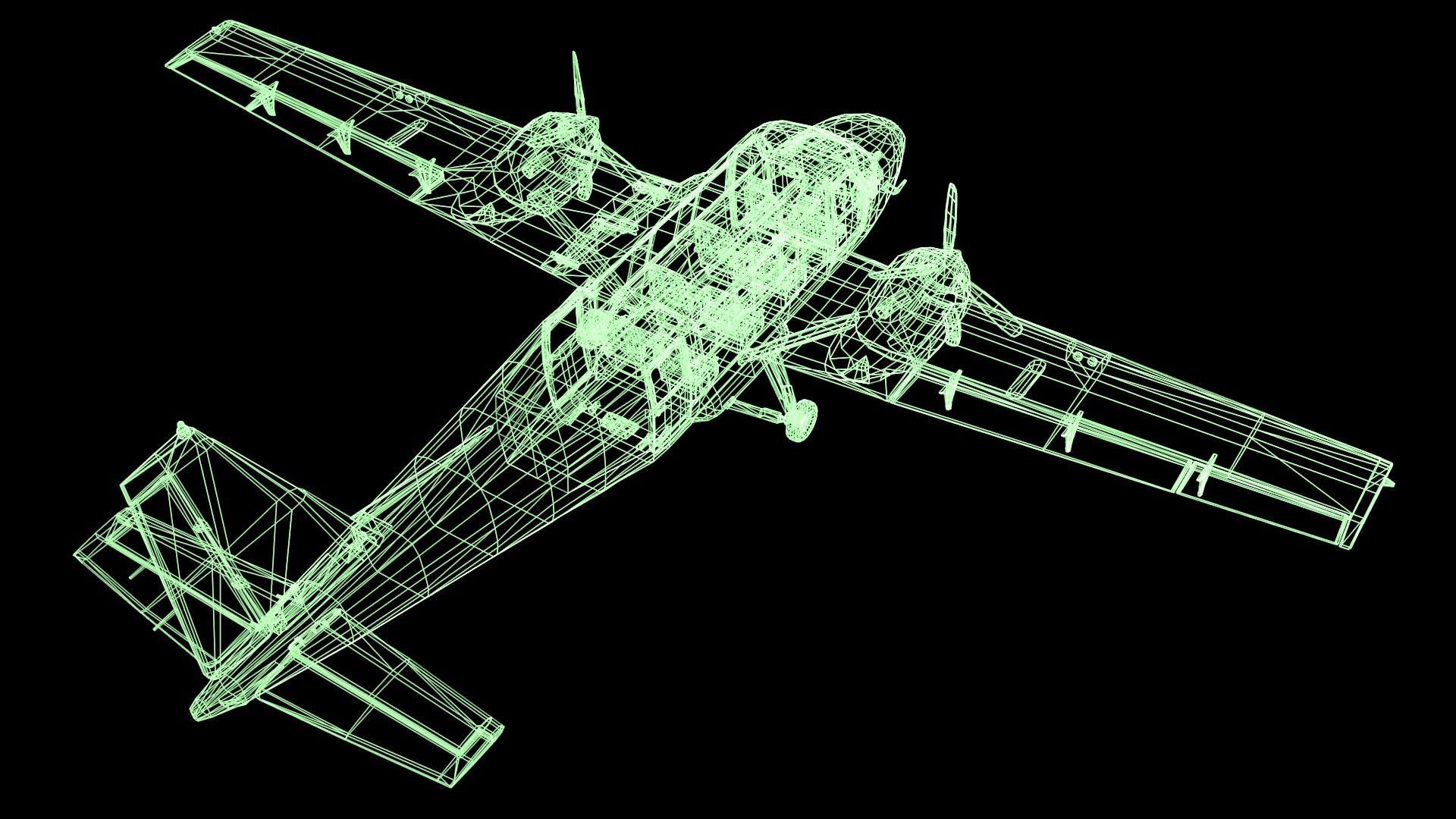 Plane airplane flying Low-poly 3D model_49