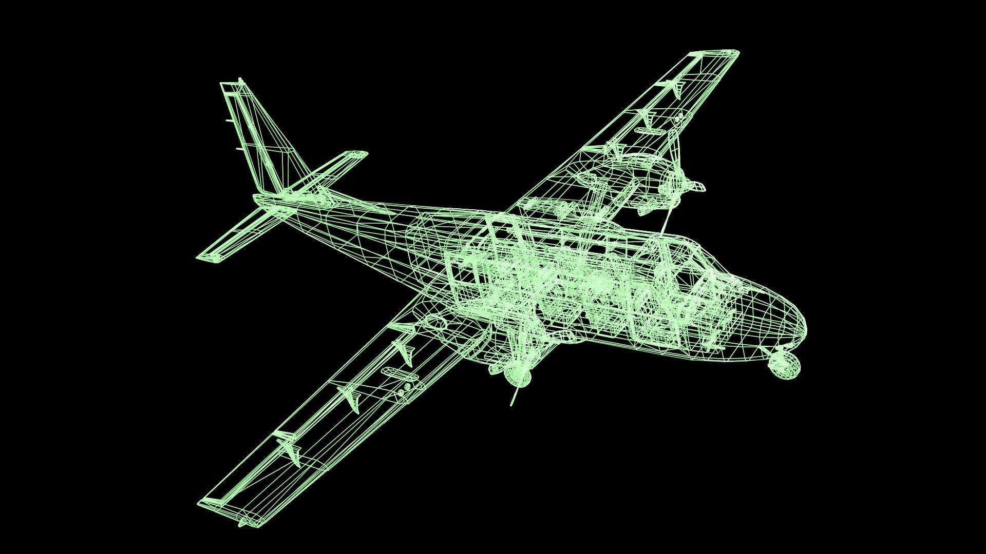 Plane airplane flying Low-poly 3D model_52