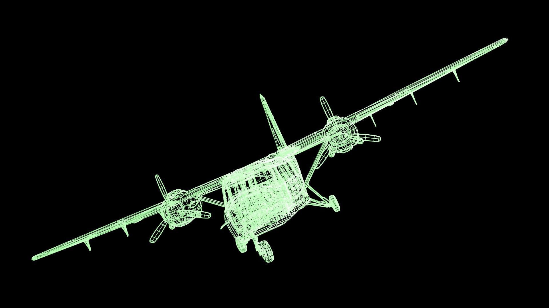 Plane airplane flying Low-poly 3D model_55