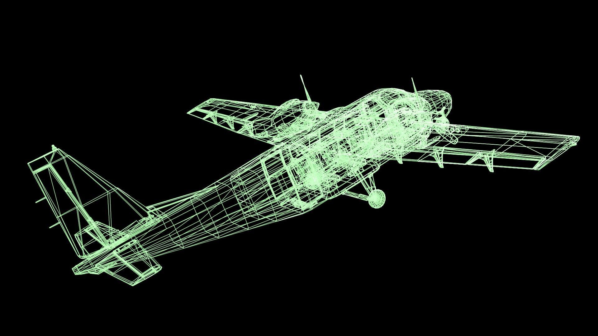 Plane airplane flying Low-poly 3D model_58