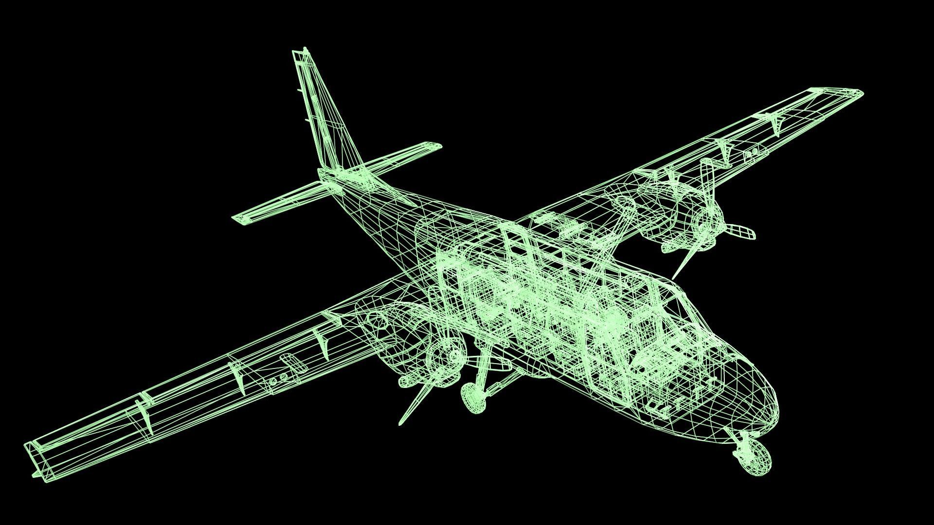 Plane airplane flying Low-poly 3D model_53