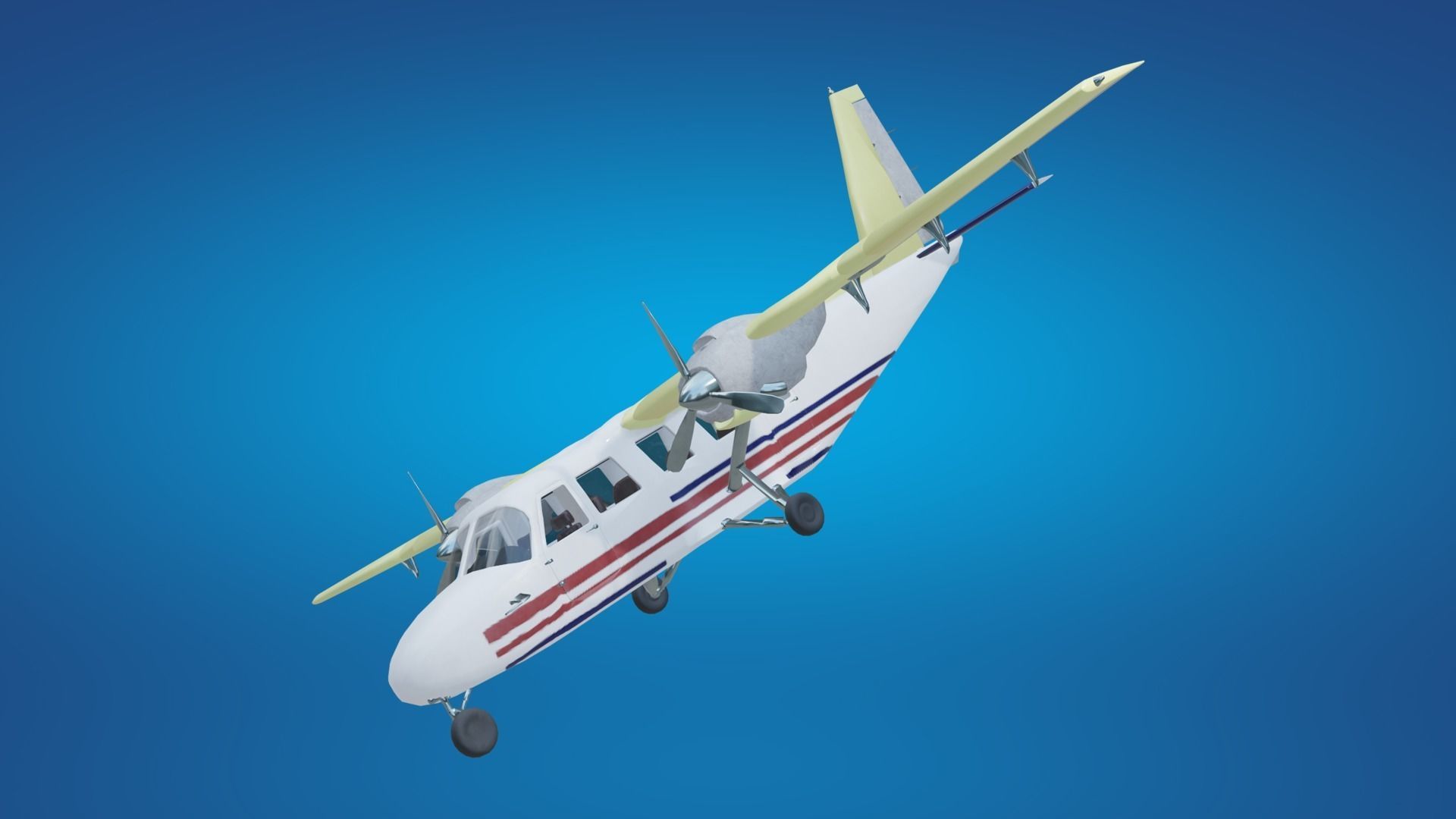 Plane airplane flying Low-poly 3D model_38