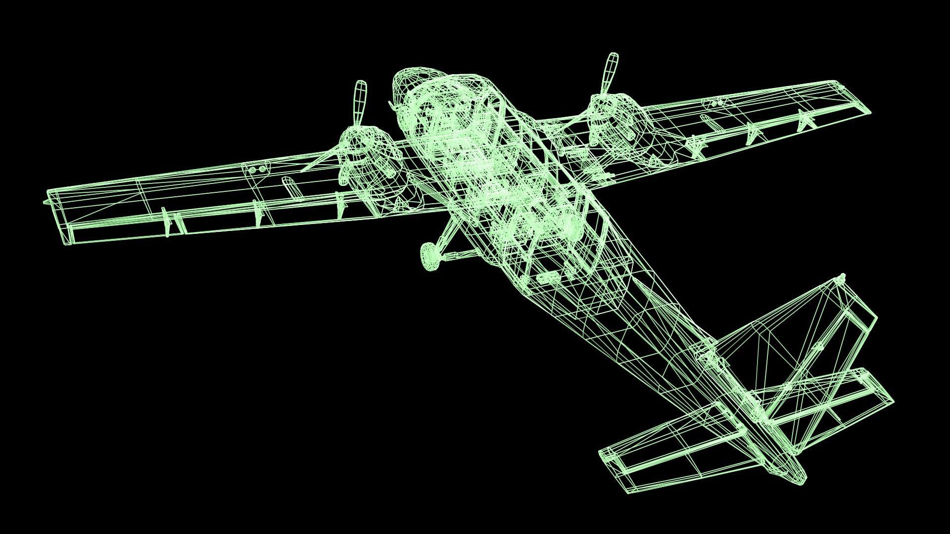 Plane airplane flying Low-poly 3D model_47