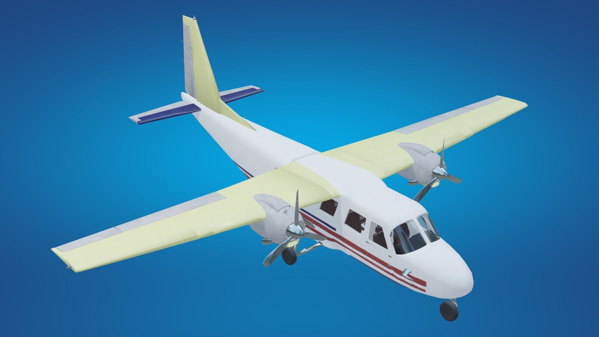 Plane airplane flying Low-poly 3D model_24