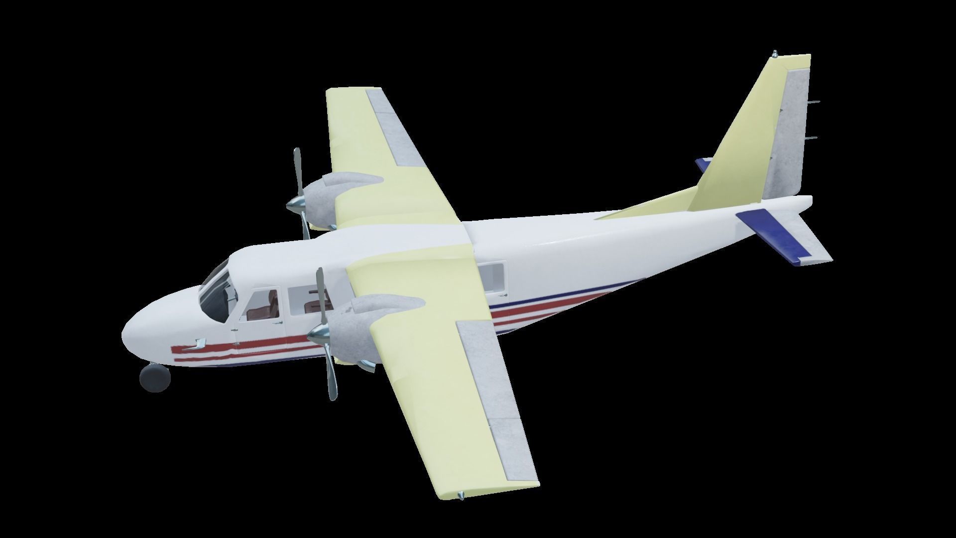 Plane airplane flying Low-poly 3D model_9