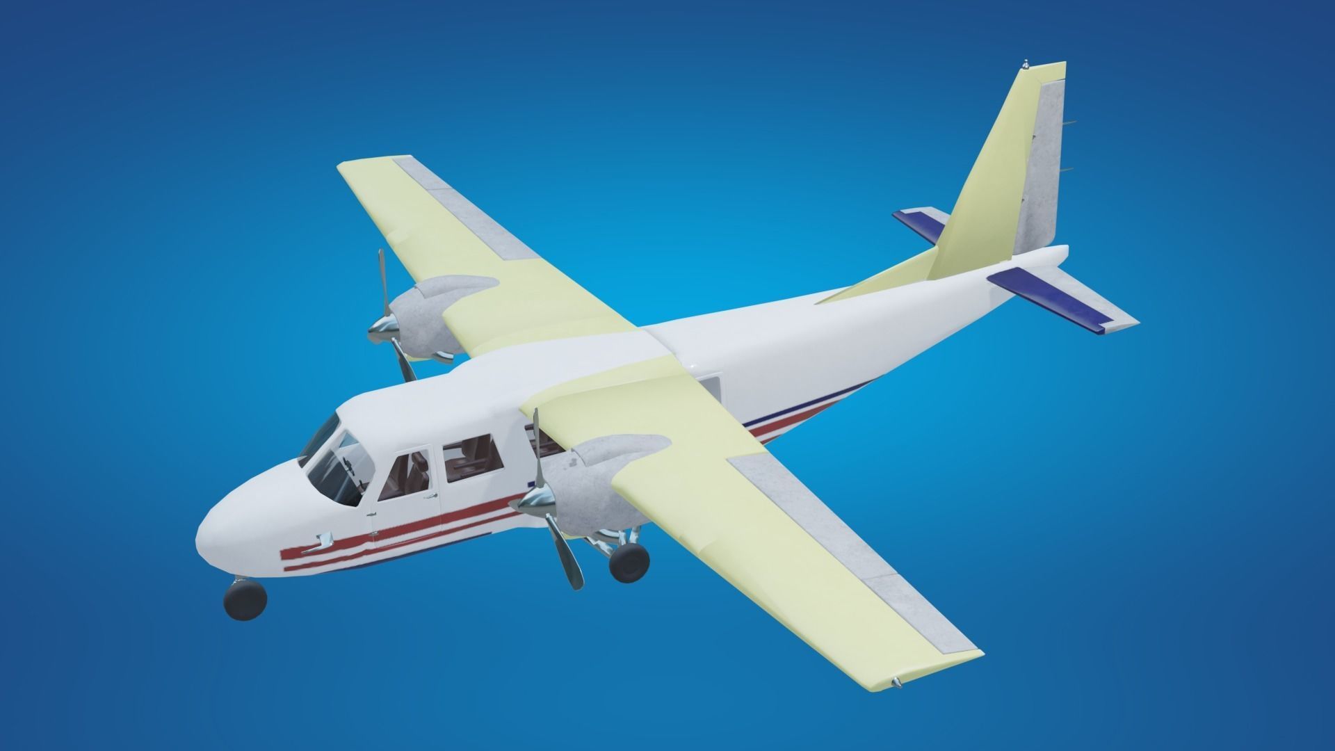 Plane airplane flying Low-poly 3D model_27